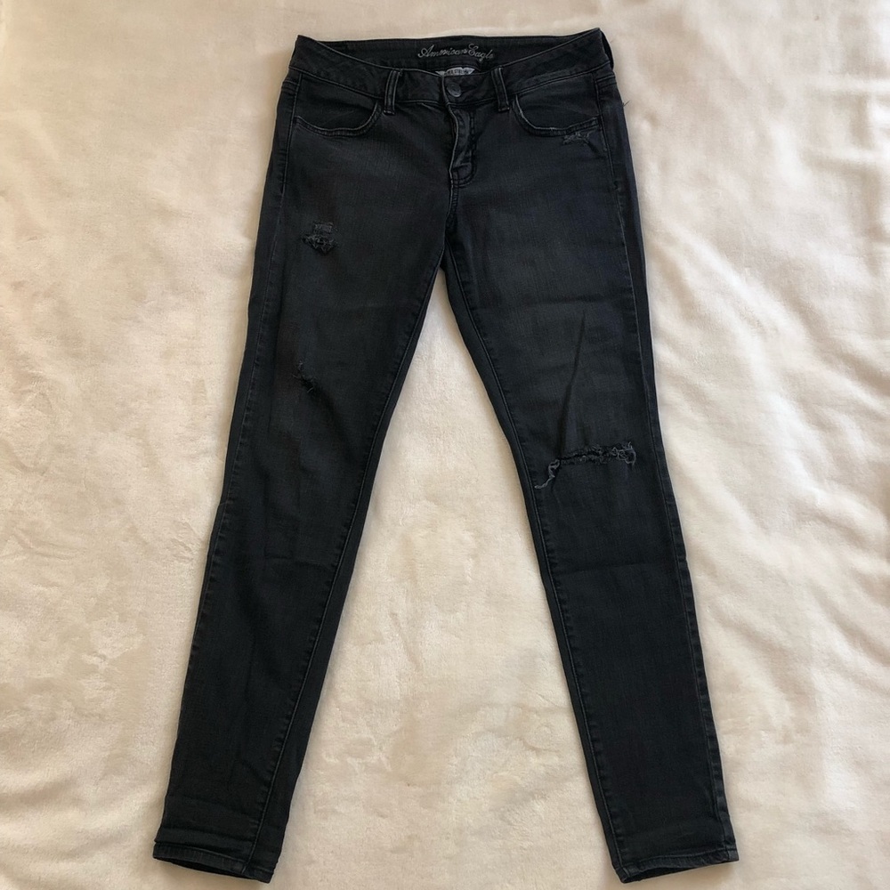 American Eagle Faded Black Distressed Denim